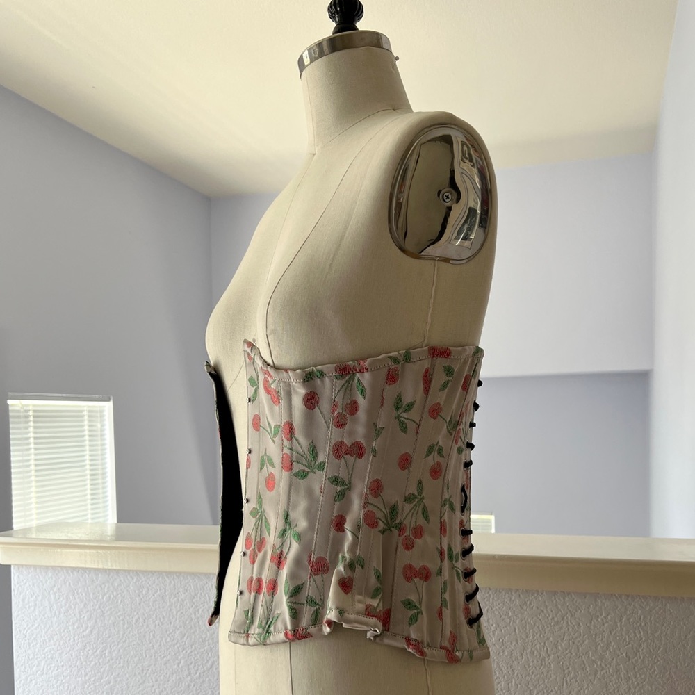 22” Cherry print Jacquard under bust corset
